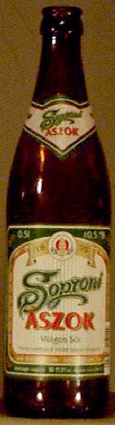 Soproni Aszok bottle by Brau Union Hungary