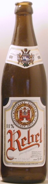 Rebel 11% bottle by Mestanský Pivovar 