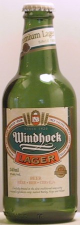 Windhoek Lager bottle by Namibia breweries ltd 
