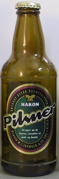 Hakon Pilsner bottle by Hakon Gruppen As. Oslo 