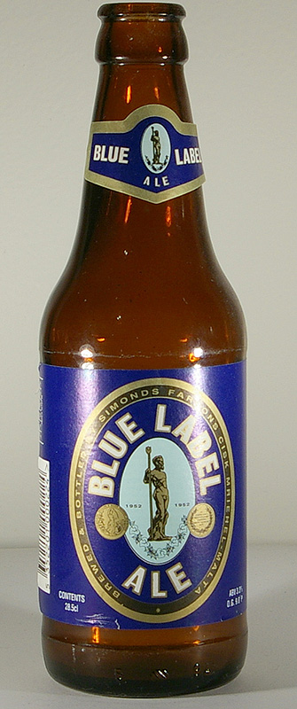 Blue Label Ale bottle by Simonds Farson Cisk Ltd. 