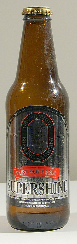 Supershine Pure Malt Beer bottle by Grand Bridge Brewing Company 