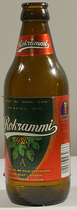 Rokrammi Pils bottle by Saimaan Panimo Oy, Lappeenranta 