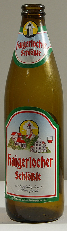 Haigerlocher Schlössle bottle by W. + H. Zöhrlaut, Schlossbrauerei Haigerloch 