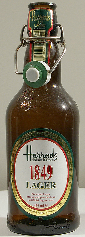 Harrods 1849 Lager bottle by Hofmark Brauerei 