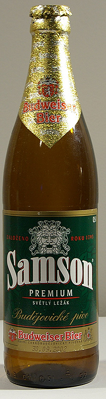 Samson Premium bottle by Budejovicky Mestansky Pivovar 