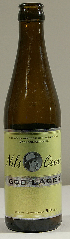 Nils Oscar God Lager bottle by Nils Oscar Produkter, Tärnö Bryggeri 