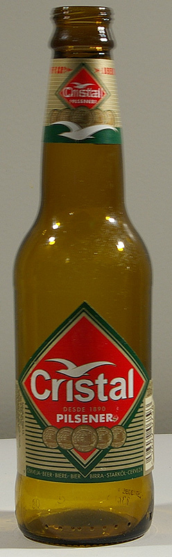 Cristal Pilsener bottle by Unicer 