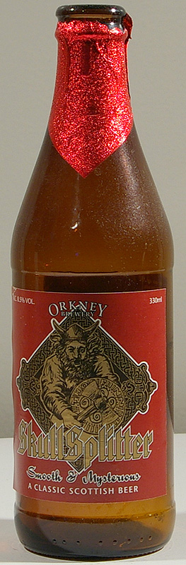 Skull Splitter bottle by Orkney Brewery 